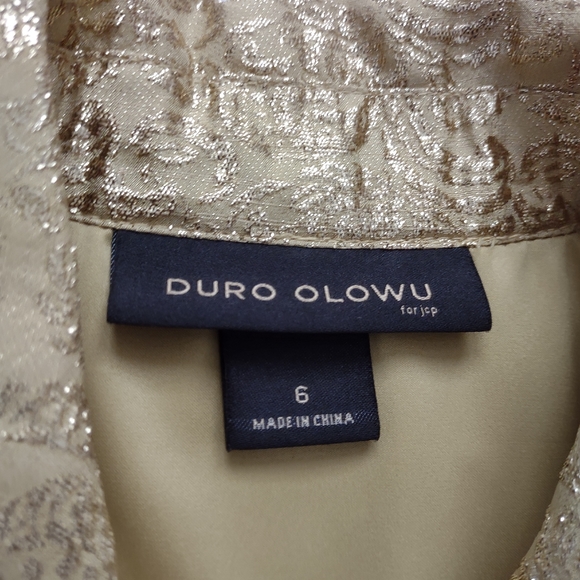 Gold metallic brocade belted dress Old Hollywood style - Picture 4 of 15